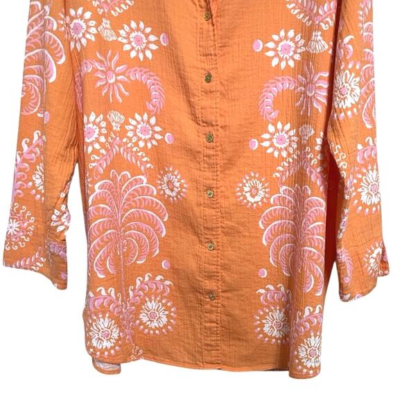Lilly Pulitzer Kwitney Long Sleeve V Neck Button Front Coverup Tunic Medium - Picture 4 of 11